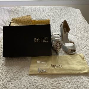 Badgely Mischka Meagan II Silver Wedges.